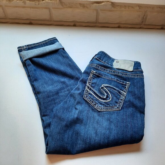 Silver Jeans Womens 29‎ Suki Mid Rise Capri Cropped Denim Stretch - Picture 1 of 11